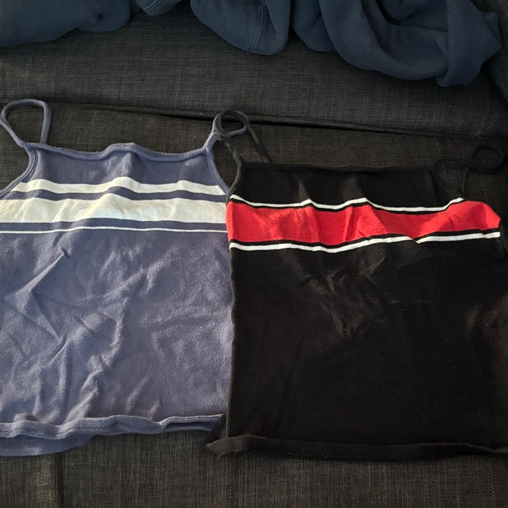 GARAGE Striped Tank Tops in Blue and Black